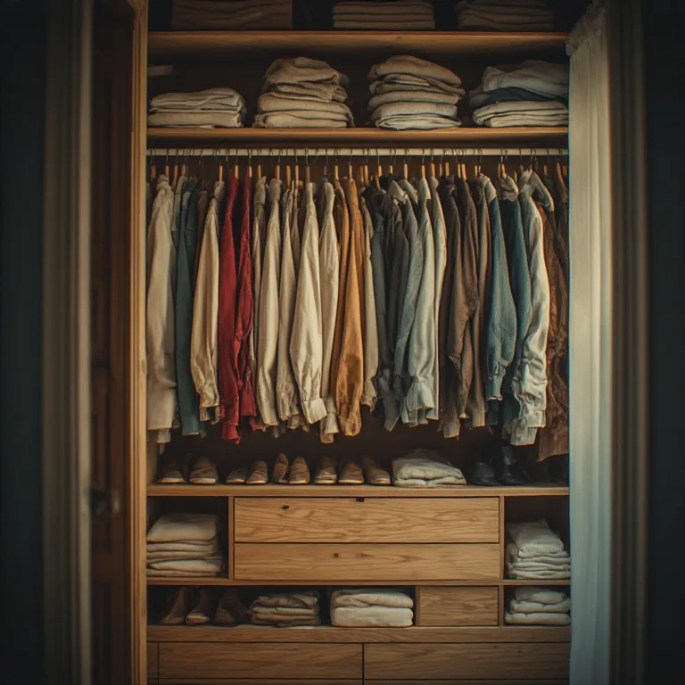 Couple appliquant ensemble la méthode KonMari dans leur intérieur en triant des vêtements avec joie et bienveillance