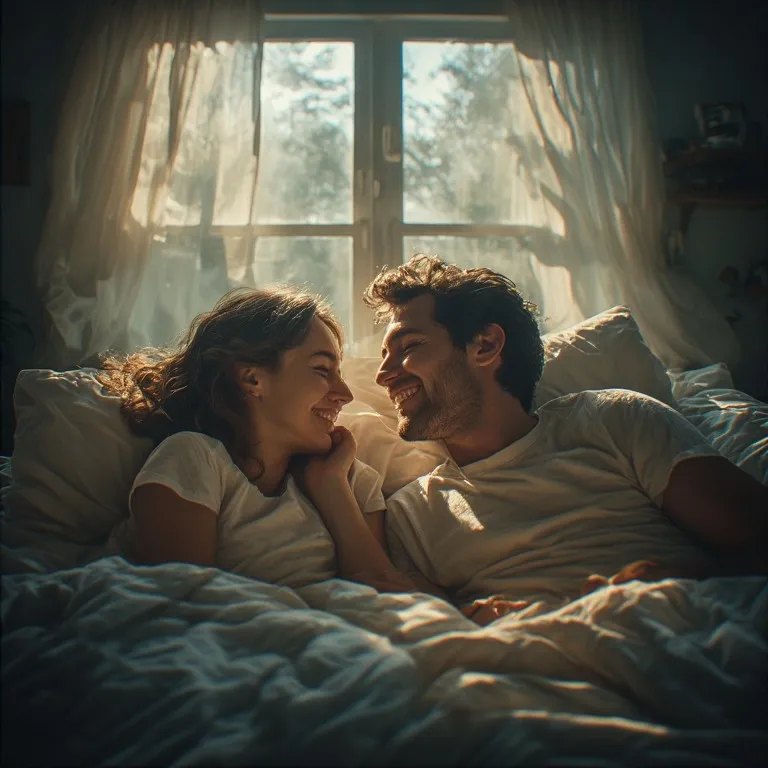 Couple partageant un moment intime dans une ambiance douce pratiquant le slow sex et la sexualité consciente