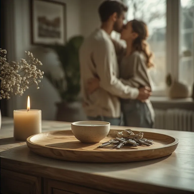 Couple organisant ensemble un espace zen et apaisant dans leur intérieur minimaliste et harmonieux